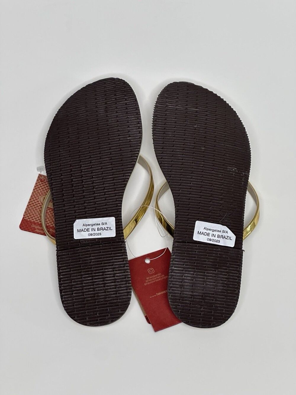Havaianas Slim Flip Flops Womens 9/10 Euro 41/42 Golden Sand Metalico - Picture 2 of 5